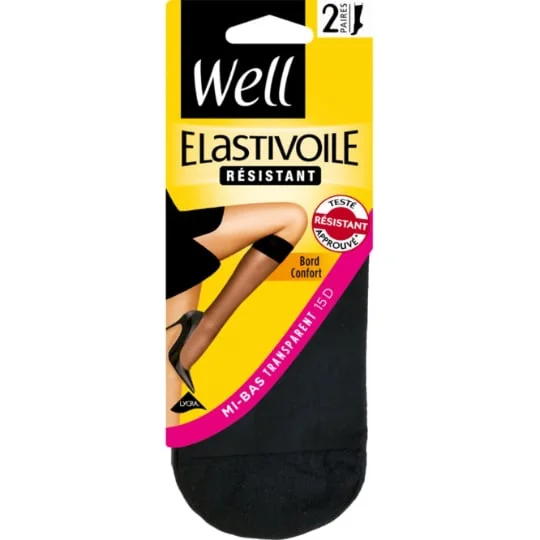 Mi-bas Elastivoile Résistant noir taille U x2