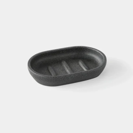 Porte Savon, Polyrésine Noire Mouchetée Blanche
