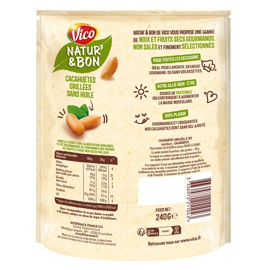 Natur'&bon cacahuètes grillées non salées