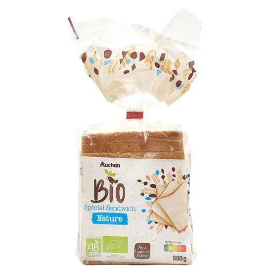 Pain de mie nature grandes tranches avec croûte