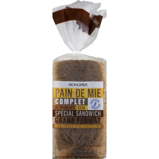 Pain de mie complet spécial sandwich grand format
