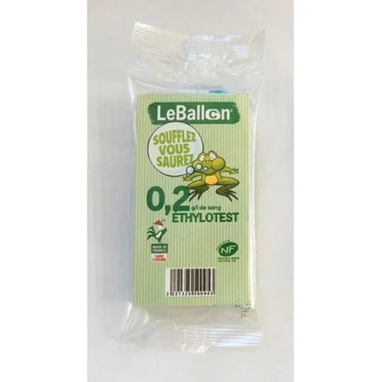 Ethylotest chimique jetable NF 0,2 g LE BALLON