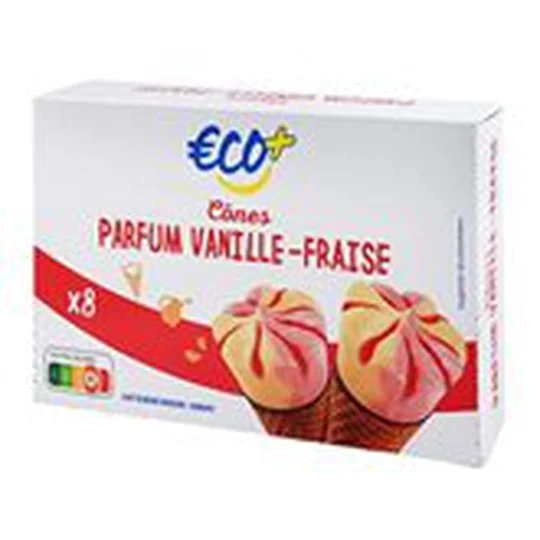Cônes Vanille fraise x8