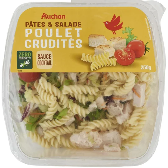 Salade de pâtes au poulet et crudités sans couverts