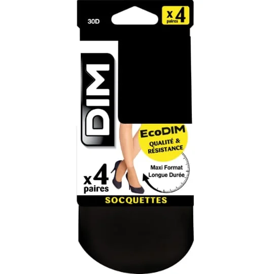 Socquettes eco femme noires 30D taille 35/41 x4