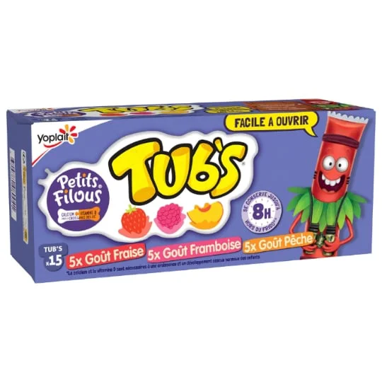 Yaourt à boire fraise framboise pêche Tub's