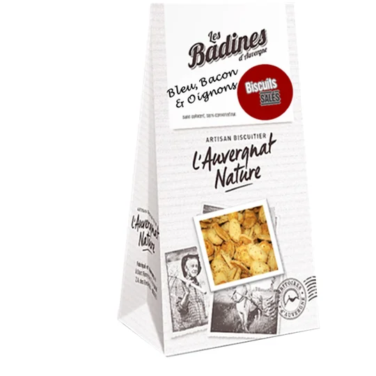 Les badines d'Auvergne biscuits salés au bleu bacon et oignons