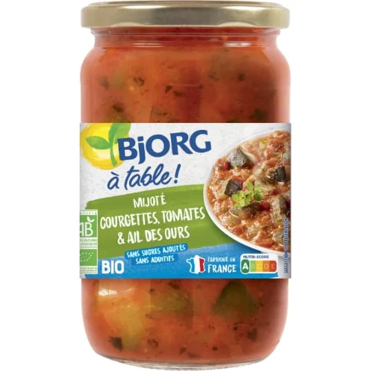 Mijoté courgettes tomates et ail des ours bio sans sucres ajoutés en bocal