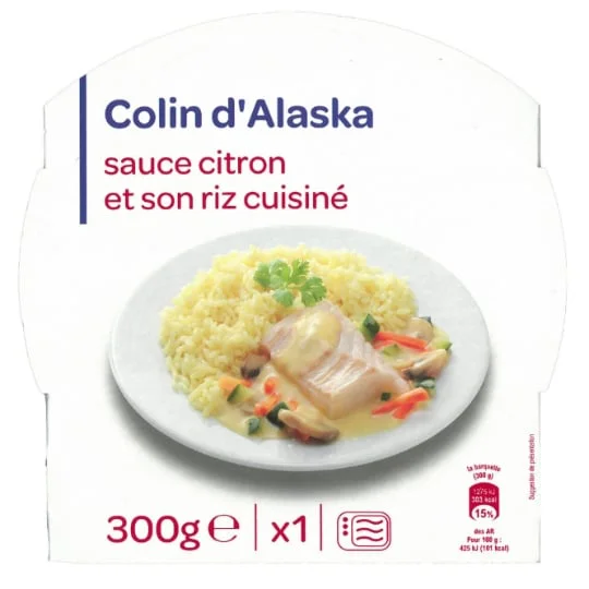 Plat cuisiné colin d'Alaska sauce citron et