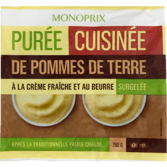 Purée cuisinée de pommes de terre , surgelés