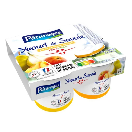Yaourt de Savoie sur lit de fruits jaunes