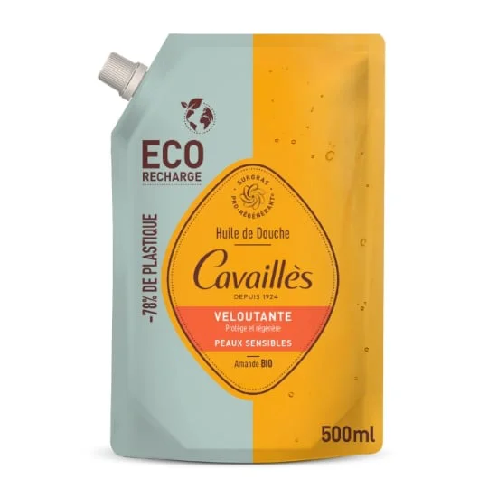 Huile de Douche Recharge Veloutante Amande Bio Protège et Régénère Peaux Sensibles