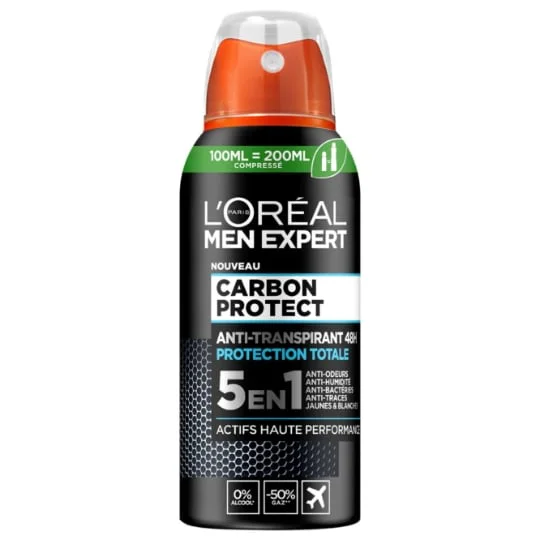Déodorant spray compressé 5 en1 anti transpirant 48h Carbon protect
