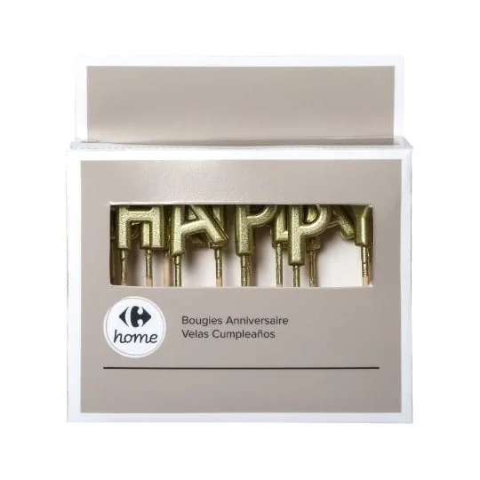 Bougie anniversaire à pic Happy Birthday gold