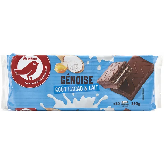 Génoise lait et cacao, sachets individuels
