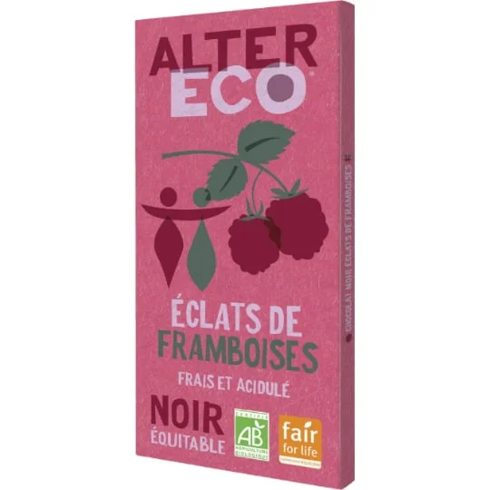 Chocolat Bio noir éclats de framboises