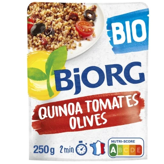 Plat cuisiné quinoa tomates olives bio