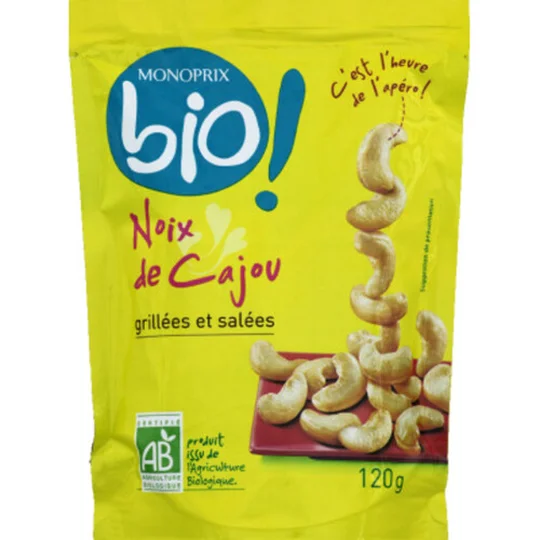Noix de cajou grillées et salées bio