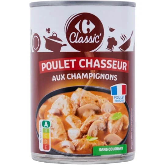 Plat cuisiné poulet chasseur