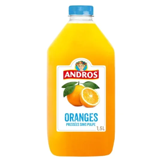 Jus d'oranges pressées sans pulpe 100% pur jus sans sucres ajoutés