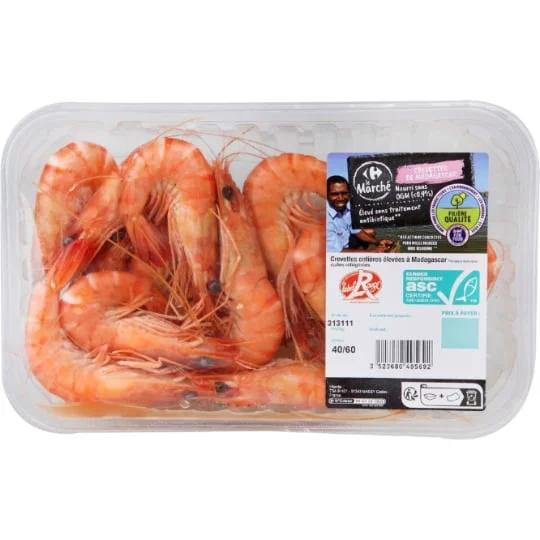 Crevettes entières de Madagascar