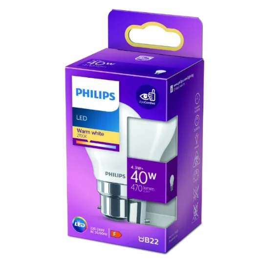 Ampoule LED B22 Globe Blanc-chaud 40W x1