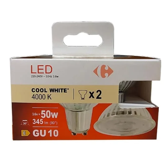 Ampoule LED GU10 Spot Blanc-froid 50W X2