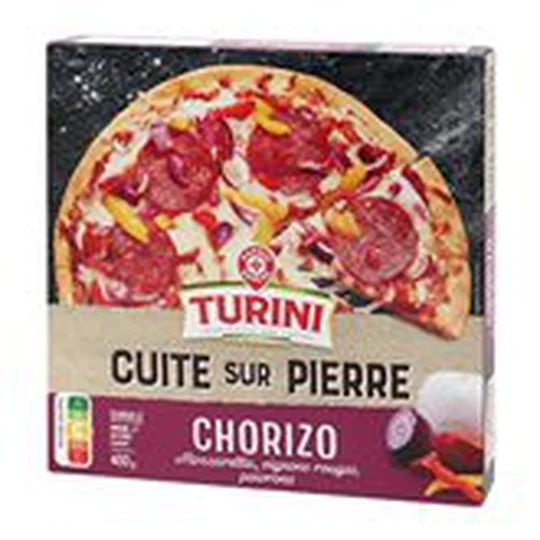 Pizza Cuite sur pierre Chorizo