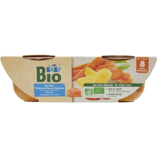 Plat bébé 8 mois carotte pdt saumon
