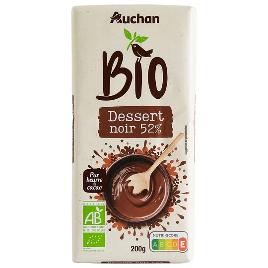 Tablette de chocolat noir pâtissier 52%
