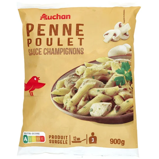 Penne au poulet champignons