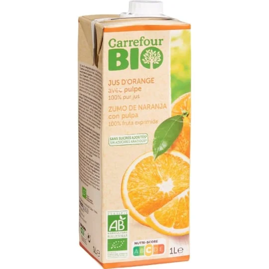 Jus d'orange bio avec pulpe