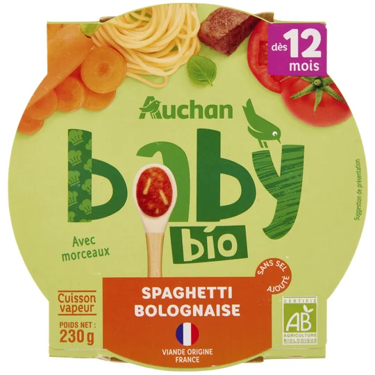 Assiette spaghetti bolognaise dès 12 mois