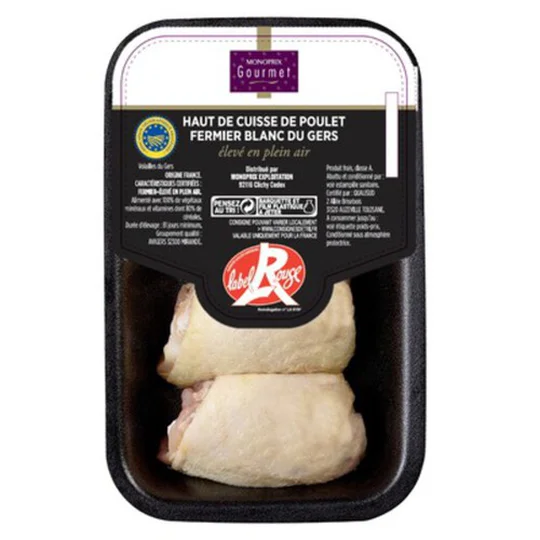Hauts de cuisse de poulet fermier blanc du gers label rouge x4 pièces