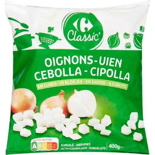 Oignons en cubes