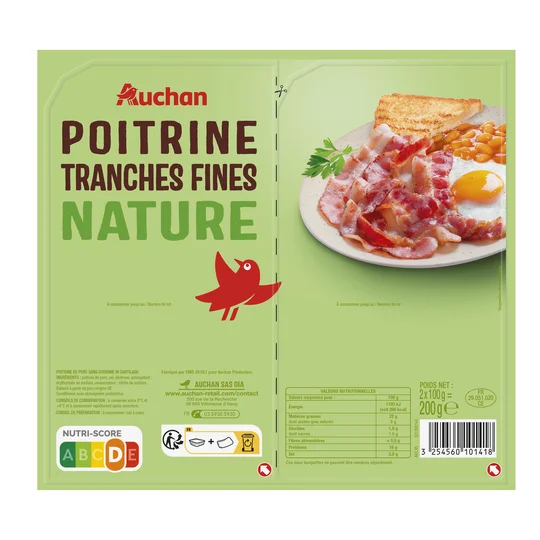 Poitrine nature tranches fines
