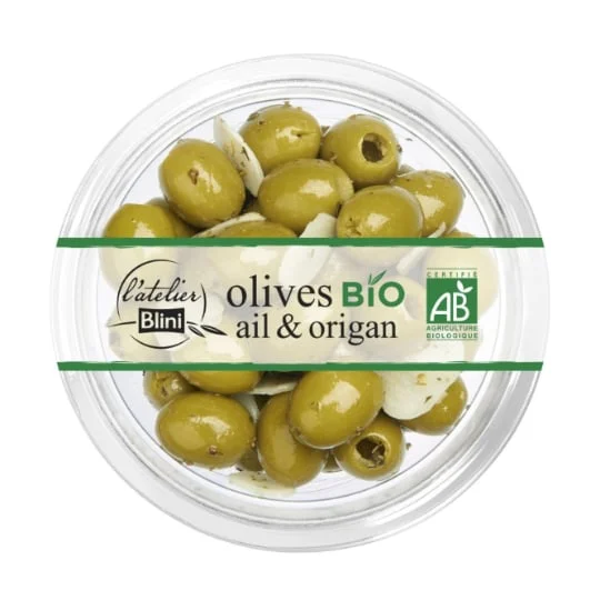 Olives vertes ail & origan bio