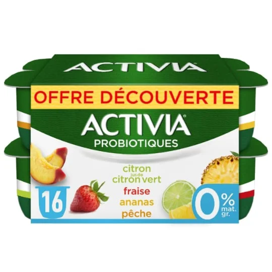 Yaourt aux fruits 0% MG bifidus citron fraise ananas pêche