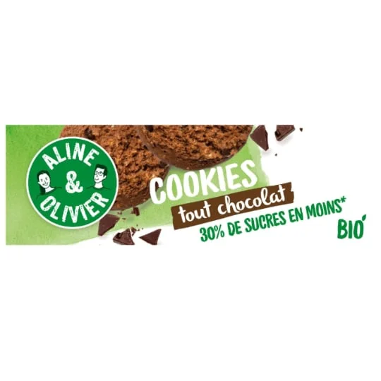 Cookies tout chocolat et aux pépites de chocolat Bio