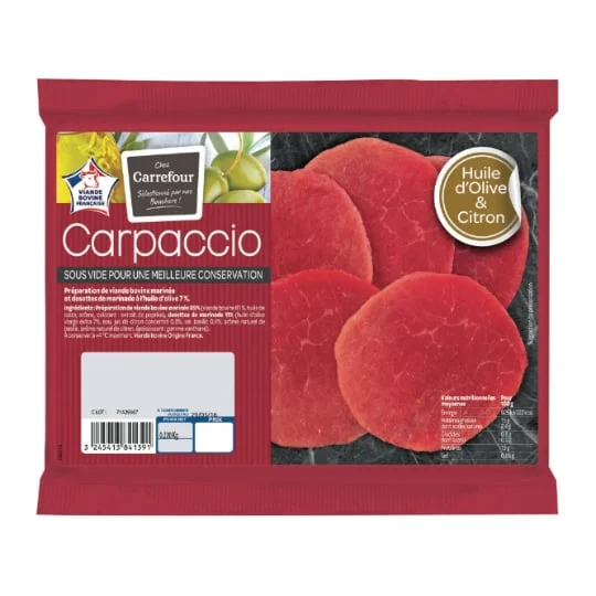 Carpaccio de boeuf huile olive citron