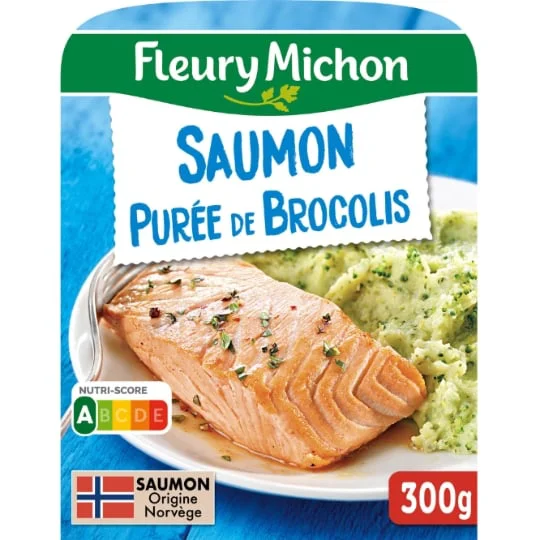 Plat cuisiné filet de saumon purée de brocolis