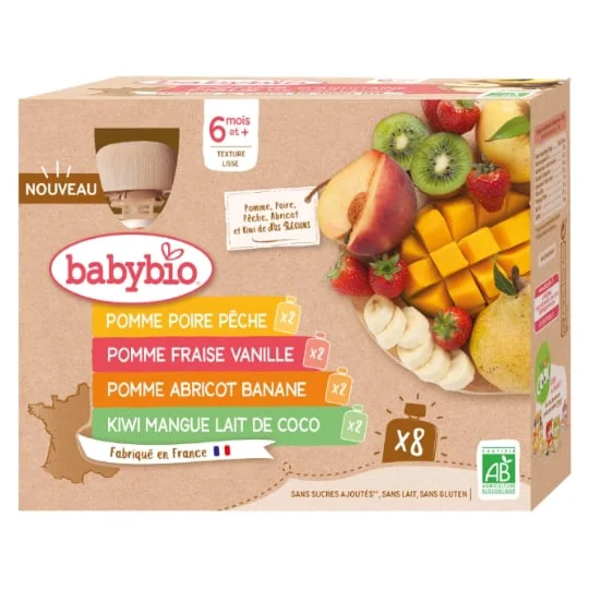 Gourde dessert aux fruits multipack bio dès 6 mois