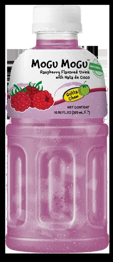 Boisson au goût framboise et nata de coco