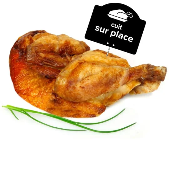 Démi poulet jaune fermier de Loué rôti