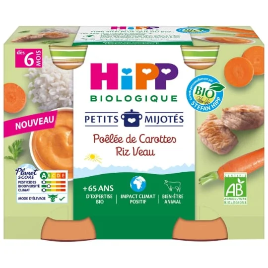Petits mijotés petit pot poêlée de carottes riz veau bio dès 6 mois