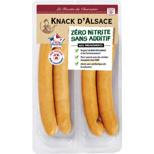 Saucisses Knacks d'Alsace zéro nitrite