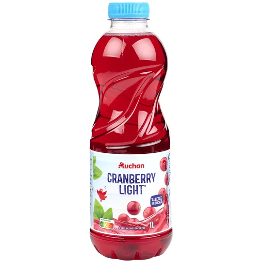 Boisson au jus de cranberry light avec édulcorants