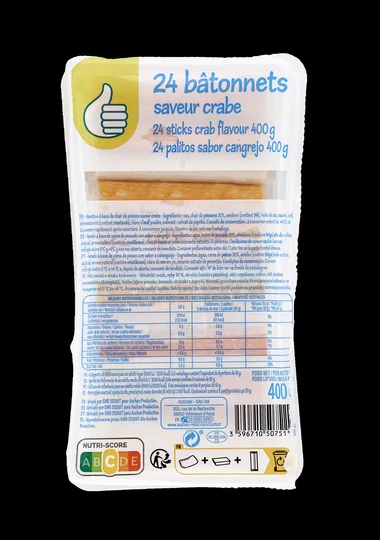 Bâtonnets de poisson saveur crabe