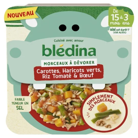 Repas bébé 15 mois carotte haricot riz boeuf