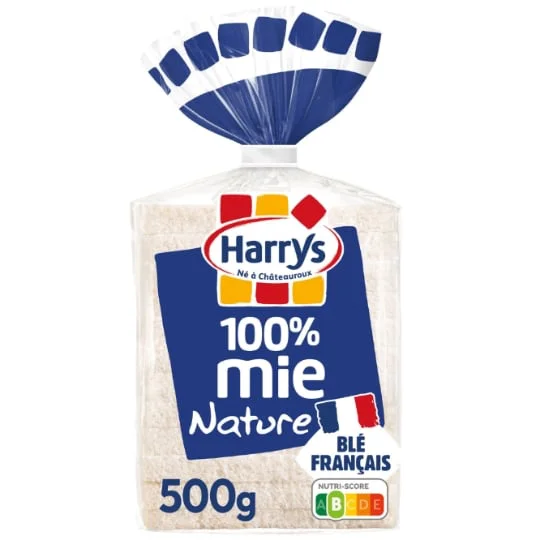 Pain de mie 100% mie nature sans croûte grandes tranches